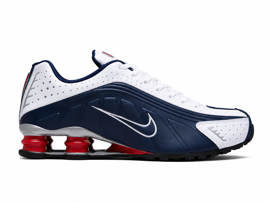 Nike Shox R4 Blanc/Bleu Marine/Rouge
