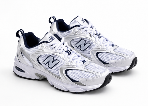 New Balance 530 – Blanc / Argent / Bleu Marine