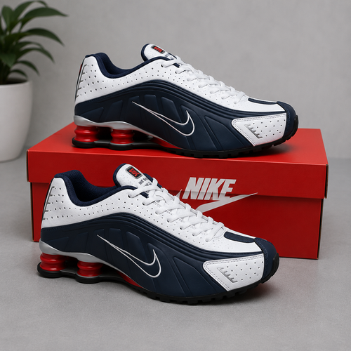 Nike Shox R4 – Blanc/Bleu Marine