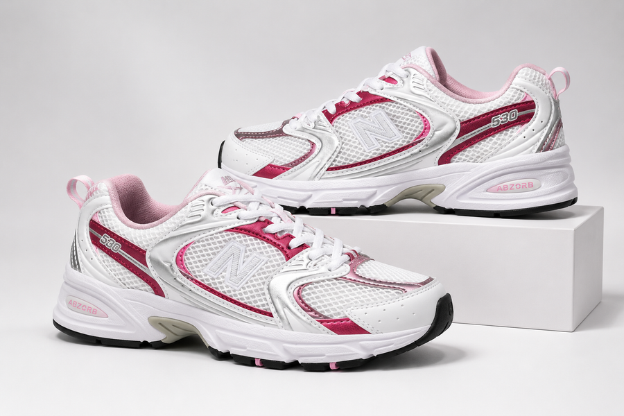 New Balance 530 – Blanc / Rose / Argent