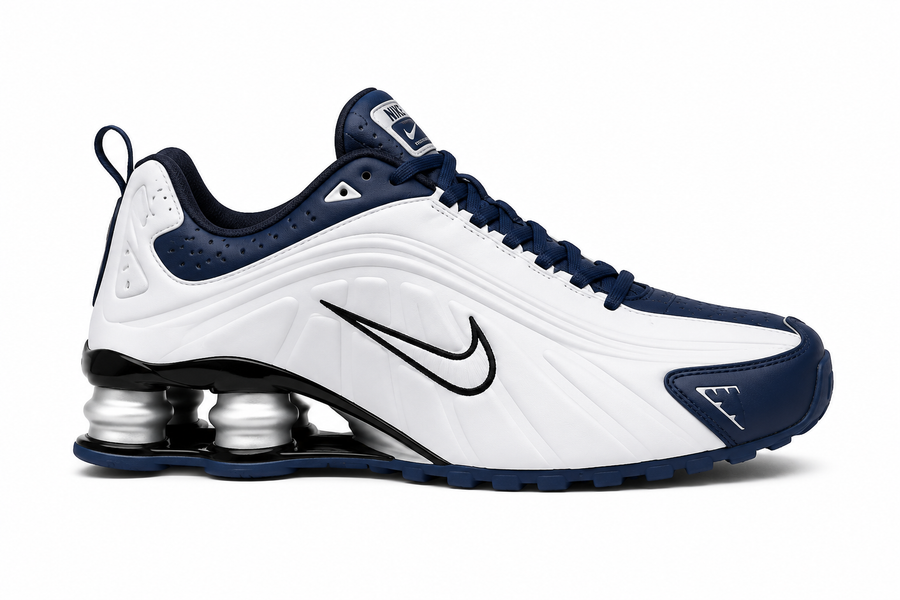 Nike Shox Homme – Chaussures de Sport & Lifestyle Blanc/Bleu Marine