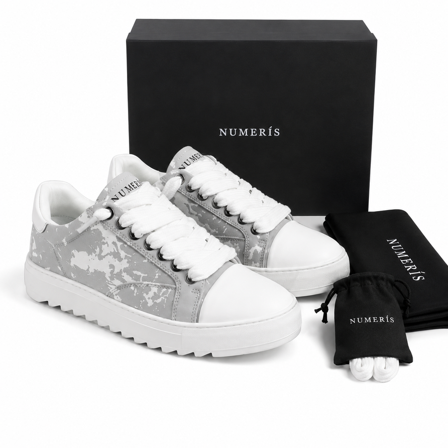 Numeris Grey Splash – Sneaker Premium Gris & Blanc